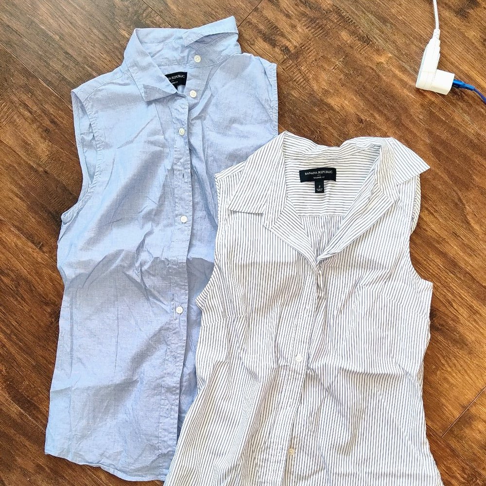 Banana Republic Tailored Fit sleeveless collared shirt Size 2. Two for one!